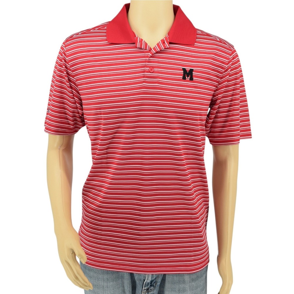 Holloway Men's Medium Maryland Terrapins Performance Red Striped Golf Polo
